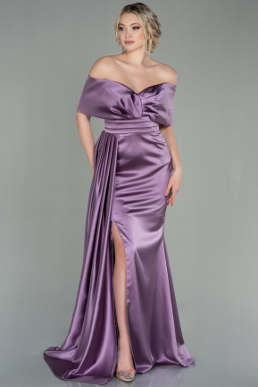 Long Lavender Satin Evening Dress ABU2893