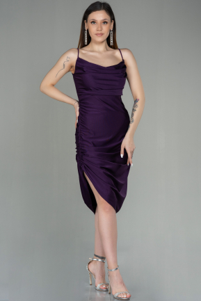 Dark Purple Midi Night Dress ABK1655