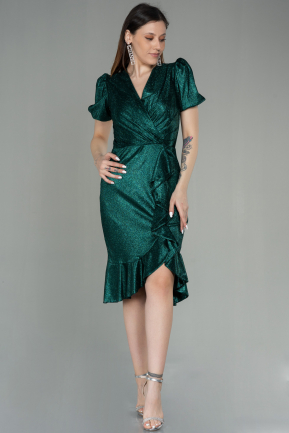 Midi Emerald Green Invitation Dress ABK1637