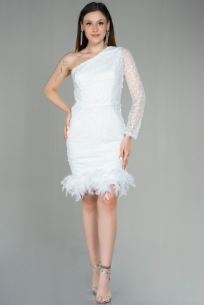Short White Scaly Invitation Dress ABK1639