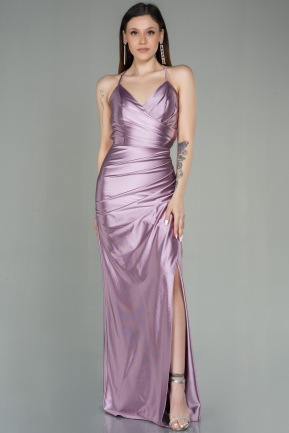 Lavender Long Satin Prom Gown ABU2800