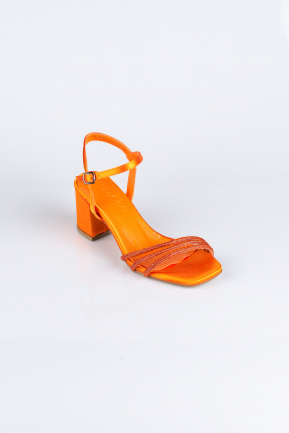 Orange Satin Evening Shoe ABS1104