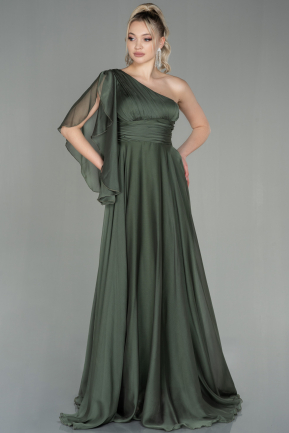 Long Oil Green Chiffon Evening Dress ABU1644