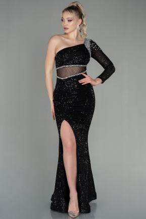Long Black Scaly Evening Dress ABU2907