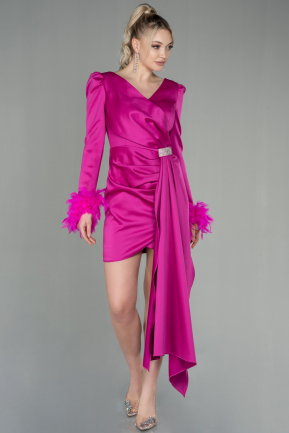 Short Fuchsia Satin Invitation Dress ABU2902