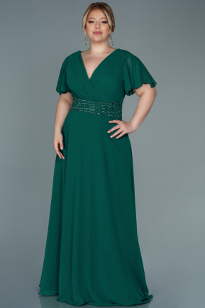 Long Green Chiffon Plus Size Evening Dress ABU2755