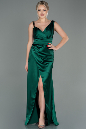 Long Emerald Green Satin Evening Dress ABU2771