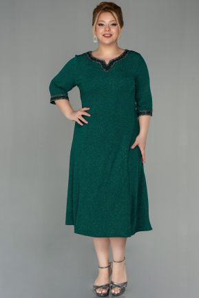 Midi Emerald Green Plus Size Evening Dress ABK1595