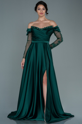 Long Emerald Green Satin Evening Dress ABU2703