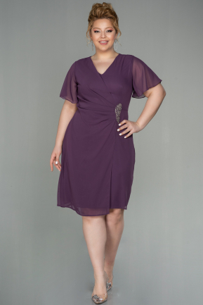 Midi Lavender Chiffon Plus Size Evening Dress ABK1660