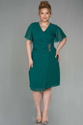 Midi Green Chiffon Plus Size Evening Dress ABK1660