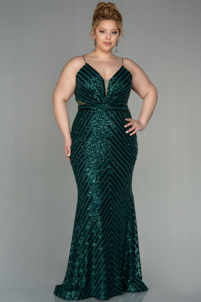 Long Emerald Green Plus Size Evening Dress ABU1661