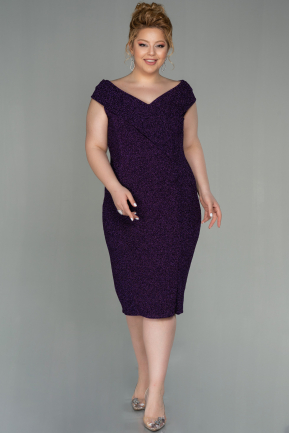 Short Purple Plus Size Evening Dress ABK1028