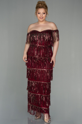 Burgundy Long Plus Size Evening Dress ABU2861