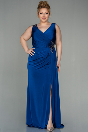 Long Sax Blue Large Size Dress ABU2927
