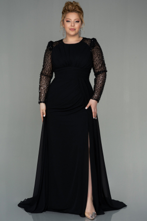 Long Black Chiffon Oversized Evening Dress ABU2921
