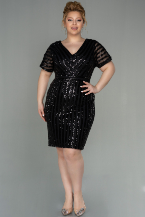 Short Black Plus Size Evening Dress ABK686