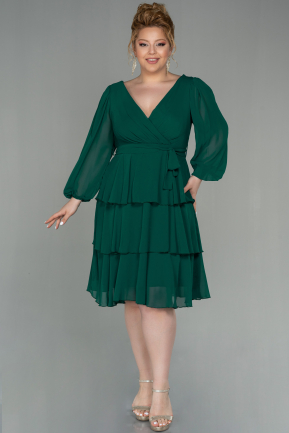Emerald Green Short Chiffon Oversized Evening Dress ABK1002