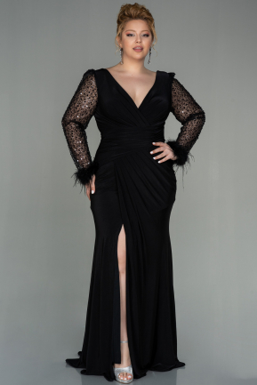 Long Black Plus Size Evening Dress ABU2930