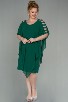Emerald Green Short Chiffon Plus Size Evening Dress ABK1627