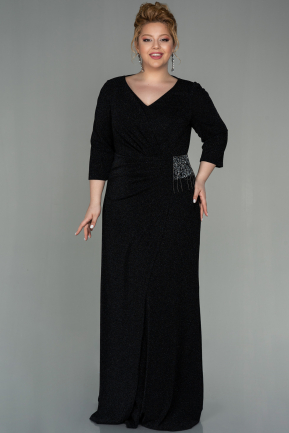 Long Black Plus Size Evening Dress ABU2922