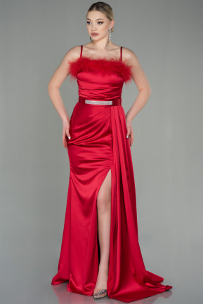 Long Red Satin Evening Dress ABU2939