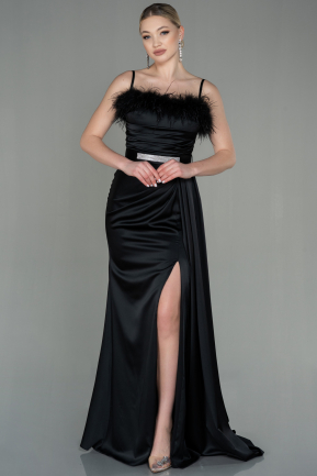 Long Black Satin Evening Dress ABU2939