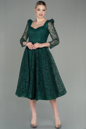 Midi Emerald Green Invitation Dress ABK1668