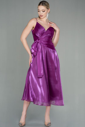 Midi Violet Chiffon Invitation Dress ABK1669