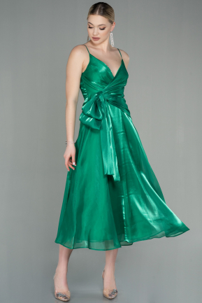 Midi Green Chiffon Invitation Dress ABK1669