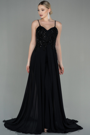 Black Chiffon Night Dress ABT101