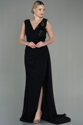 Long Black Dantelle Evening Dress ABU2951