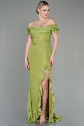 Long Pistachio Green Scaly Evening Dress ABU2954