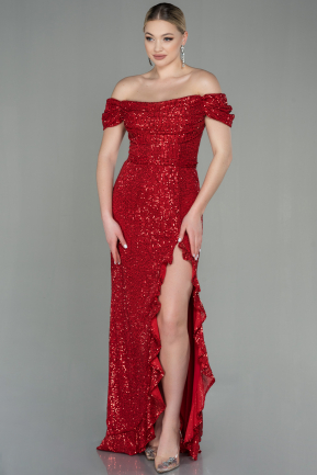 Long Red Scaly Evening Dress ABU2954
