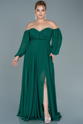 Emerald Green Long Chiffon Oversized Evening Dress ABU2597