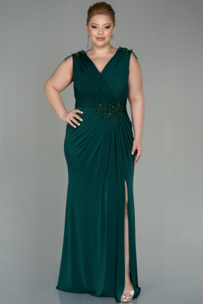 Long Emerald Green Plus Size Evening Dress ABU2854