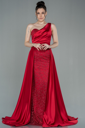 Long Red Satin Evening Dress ABU2933
