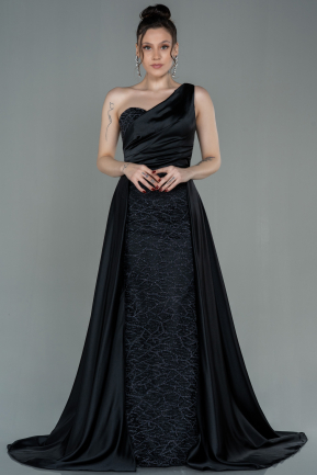 Long Black Satin Evening Dress ABU2933