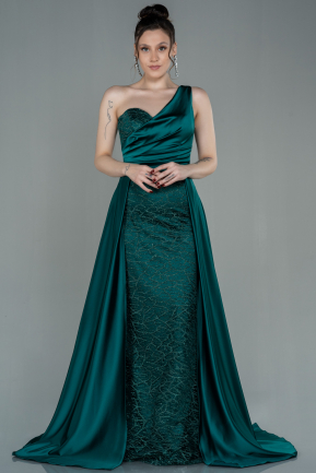 Long Emerald Green Satin Evening Dress ABU2933