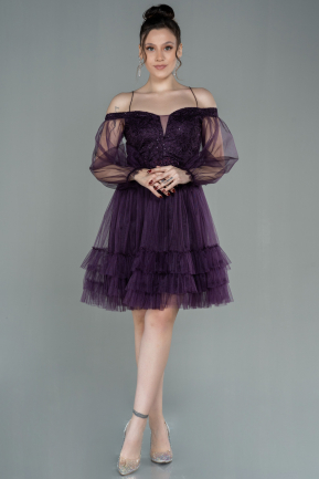 Dark Purple Short Invitation Dress ABK992