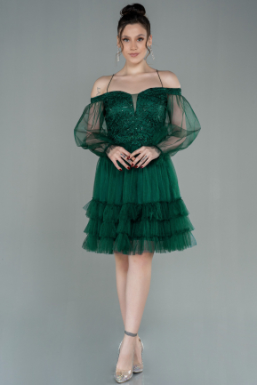 Emerald Green Short Invitation Dress ABK992