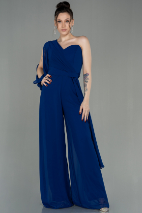 Long Sax Blue Chiffon Invitation Dress ABT078