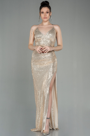Long Gold Scaly Prom Gown ABU2955