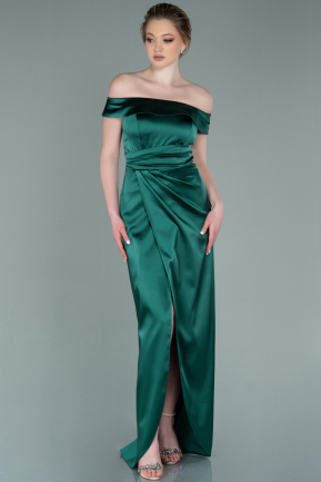 Long Emerald Green Satin Evening Dress ABU2260