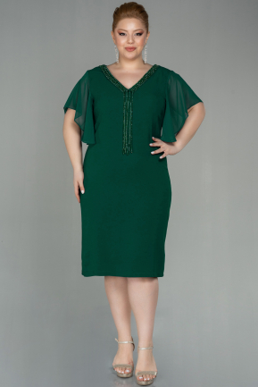 Midi Emerald Green Plus Size Evening Dress ABK1626