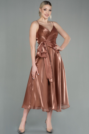 Midi Bronze Chiffon Invitation Dress ABK1669