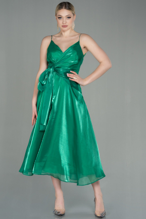 Midi Green Chiffon Invitation Dress ABK1669