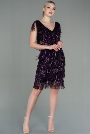 Short Purple Scaly Invitation Dress ABK1675
