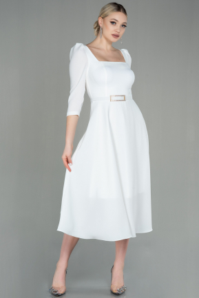 Midi White Invitation Dress ABK1678