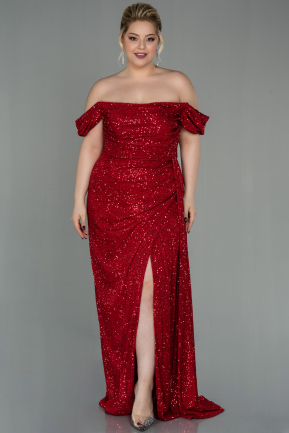 Long Red Scaly Plus Size Evening Dress ABU2973